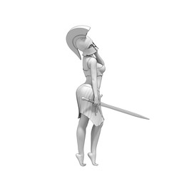 warrior woman character, 3D rendering, illustration