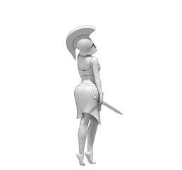 warrior woman character, 3D rendering, illustration