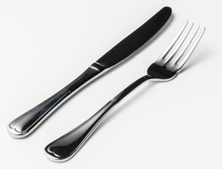 Fork and knife isolated on white background