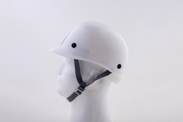 Plastic safety helmet on white background