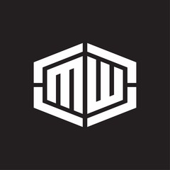 MW Logo monogram with hexagon shape and piece line rounded design tamplate