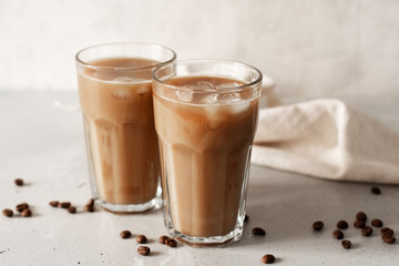 Glass Of Cold Coffee On Wood