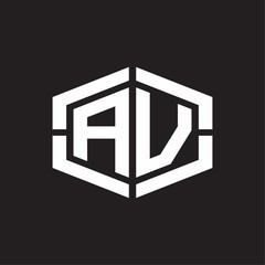 AV Logo monogram with hexagon shape and piece line rounded design tamplate