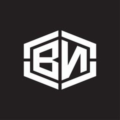 BN Logo monogram with hexagon shape and piece line rounded design tamplate