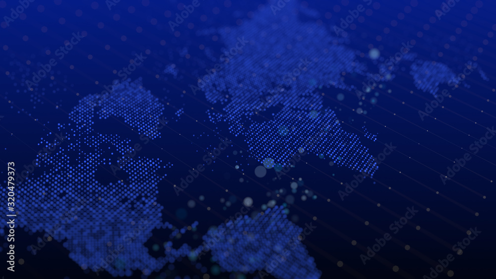 Poster digital world map future cyber abstract background big data technology