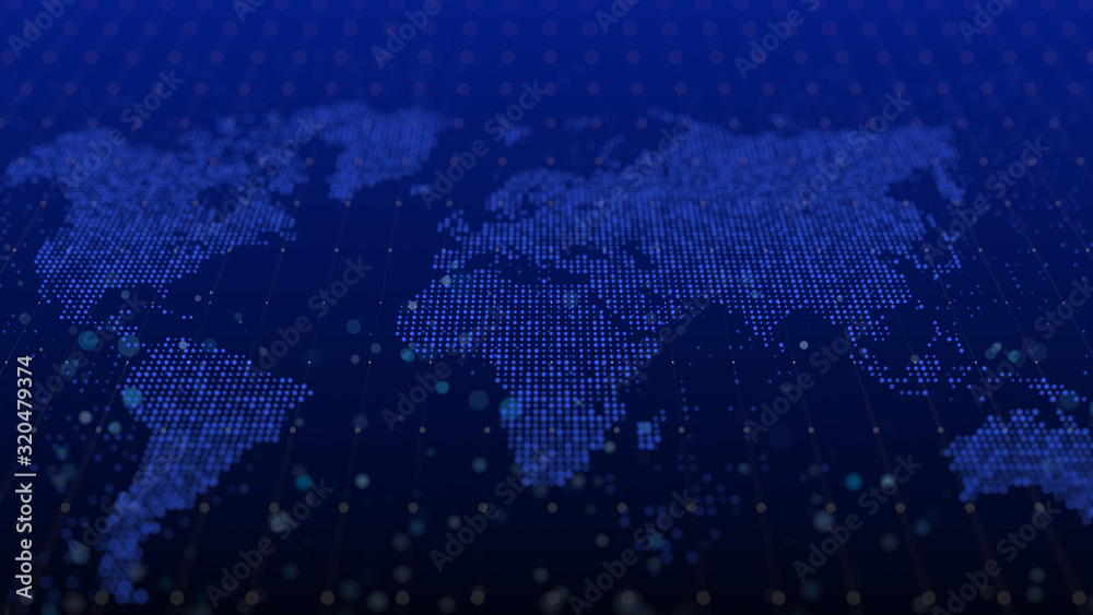 Poster digital world map future cyber abstract background big data technology
