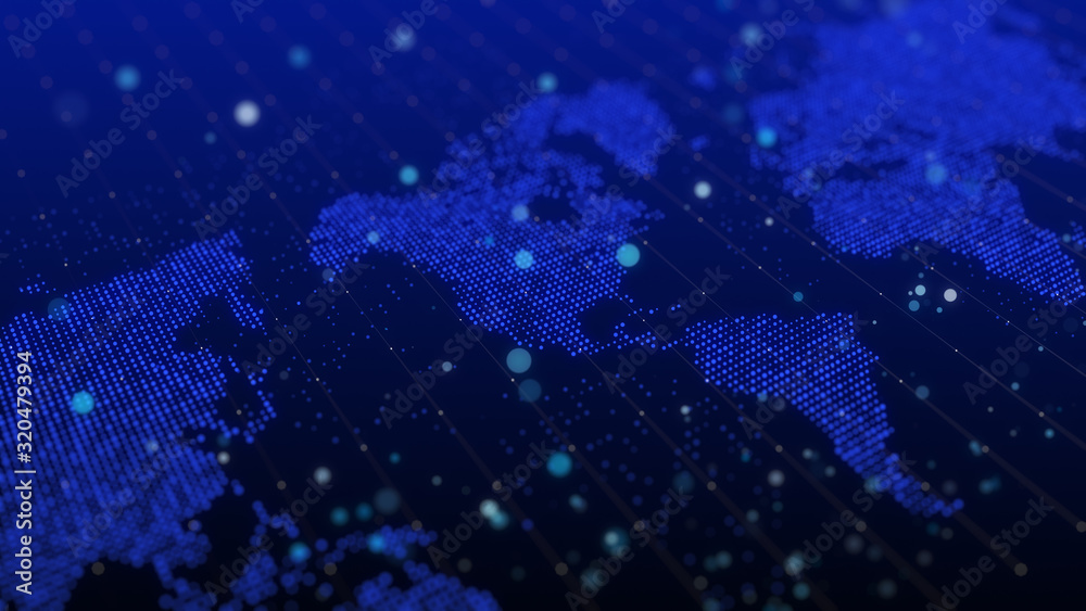 Poster digital world map future cyber abstract background big data technology