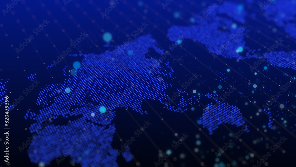 Poster digital world map future cyber abstract background big data technology