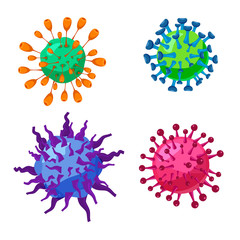 Set Virus, coronavirus, bacteria infection ilness microbe organism cell