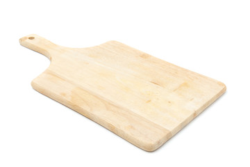 Top view Wooden cutting board isolated on a white background