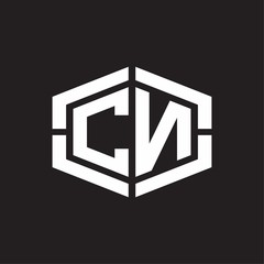 CN Logo monogram with hexagon shape and piece line rounded design tamplate
