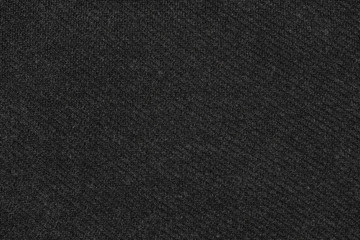 Black natural texture of knitted wool textile material background. dark gray cotton fabric woven canvas texture