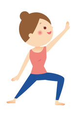 ヨガをする女性　天を仰ぐ英雄のポーズ