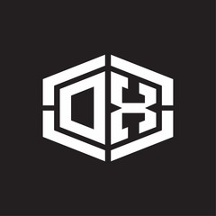 DX Logo monogram with hexagon shape and piece line rounded design tamplate