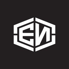 EN Logo monogram with hexagon shape and piece line rounded design tamplate