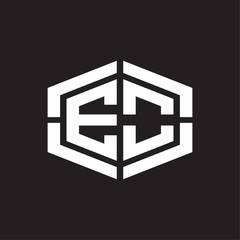 EO Logo monogram with hexagon shape and piece line rounded design tamplate