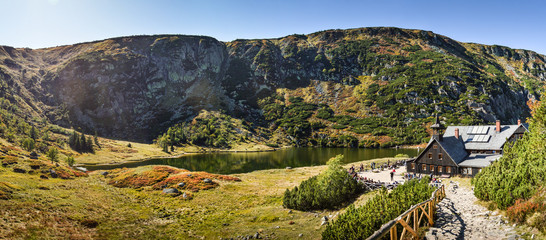Karpacz, Lower Silesia / Poland - 22.09.2019: The Small Pond at Karkonosze Mountains/Giant Mountains/Poland