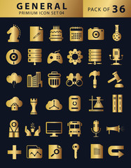 36 general icon set vector with gold color