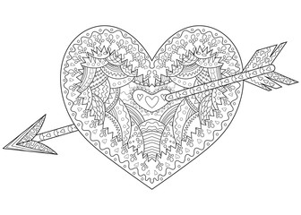 Coloring pages for adult with heart  - 320480531