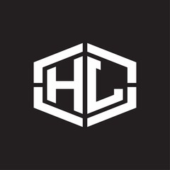 HL Logo monogram with hexagon shape and piece line rounded design tamplate