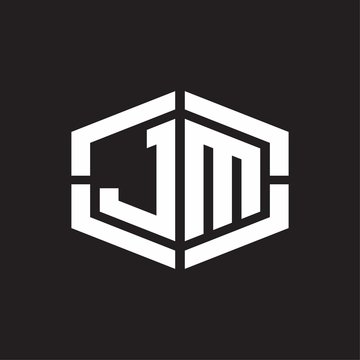JM Logo monogram with hexagon shape and piece line rounded design tamplate