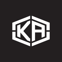 KA Logo monogram with hexagon shape and piece line rounded design tamplate
