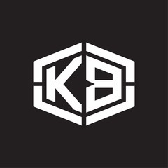 KB Logo monogram with hexagon shape and piece line rounded design tamplate