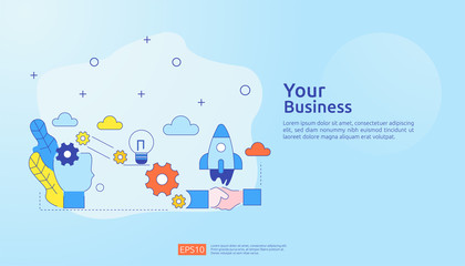 brainstorming innovation idea process and creative thinking concept with light bulb lamp for start up business project. illustration for web landing page, banner, presentation, social media, print