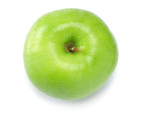 green apple isolated on white background. one apple.