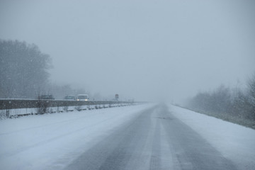 Fototapeta premium Snow covered on the road in winter