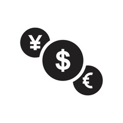 Dollar Euro Yen download icon template black color editable. Dollar Euro Yen download icon symbol Flat vector illustration for graphic and web design.