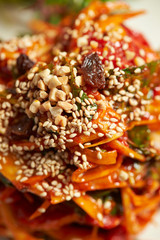Korean spicy sauce marinated vegetable with somen