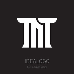 MT - design element or icon. M and T - initials, logo. Monogram template or logotype. Vector.