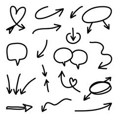 Hand drawn arrow vector icons set. sketch arrow design for business plan and education.