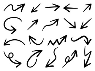 Hand drawn arrow vector icons set. sketch arrow design for business plan and education.