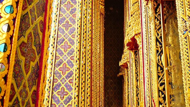 4K Ratchabophit Temple Interior decoration architecture religion old over 151 year public in bangkok thailand	