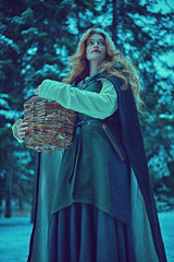 medieval girl with a basket