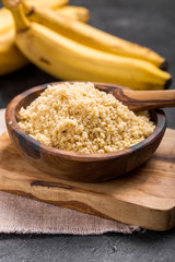 Raw and dried bananas, plantain flour, resistant  prebiotic food
