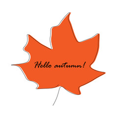 Hello autumn card with leaf vector illustration