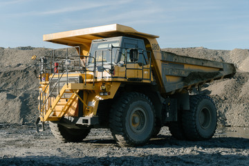 Dump truck on the gold mine site 