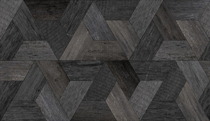 Mur en bois patiné sans couture avec motif géométrique fait de planches de grange.