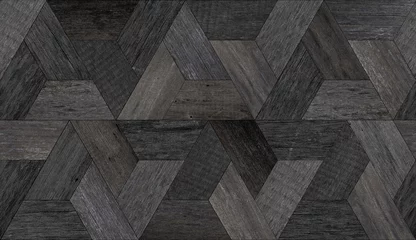 Afwasbaar behang Naadloze verweerde houten muur met geometrische patroon gemaakt van schuur planken. © Denis