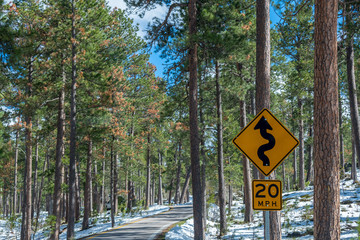 A long way down the road of Black Hills National Forest, South Dakota
