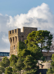 Fototapeta na wymiar Medieval Tower, in Casalvelino village, from Cilento Coast, Italy