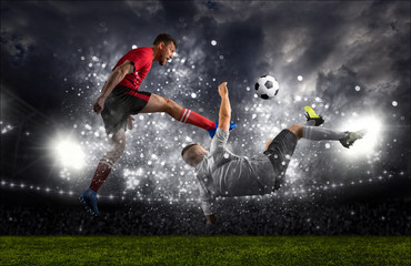 Two soccer player man in action