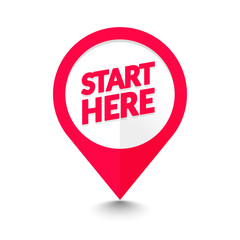 Vector illustration modern flat start here map pointer icon. GPS location symbol. 