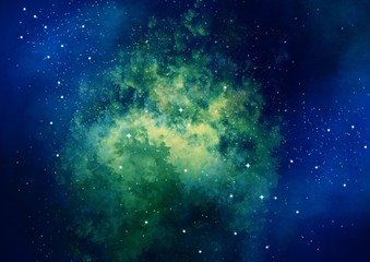 Colorful space shot of milky way galaxy with stars on a night sky. Universe filled with stars, nebula