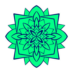 Colorful mandala illustration. Symmetry art. Zen meditation ornament. Chakra symbol