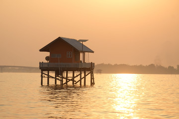 Temporary Water Shelter at Bang Tabun, Ban Laem, Phetchaburi Province, Thailand