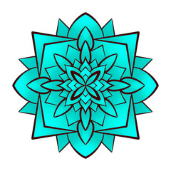 Colorful mandala illustration. Symmetry art. Zen meditation ornament. Chakra symbol